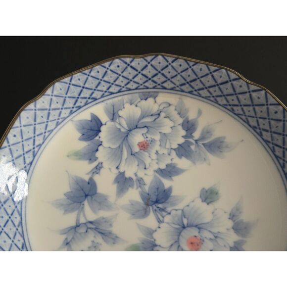 Blue Floral Vintage Japanese Porcelain Dish Bowl Blue White Floral Pattern - Picture 3 of 7